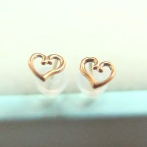 Tiny 14k rose gold heart child earrings